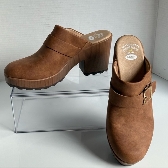 Dr. Scholl's Tan Leather Wake Up Clogs with Buckle Mules Size 9.5M - Picture 4 of 12